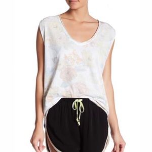 FREE PEOPLE Lemon Combo Floral Gardenia Hi-Lo tee